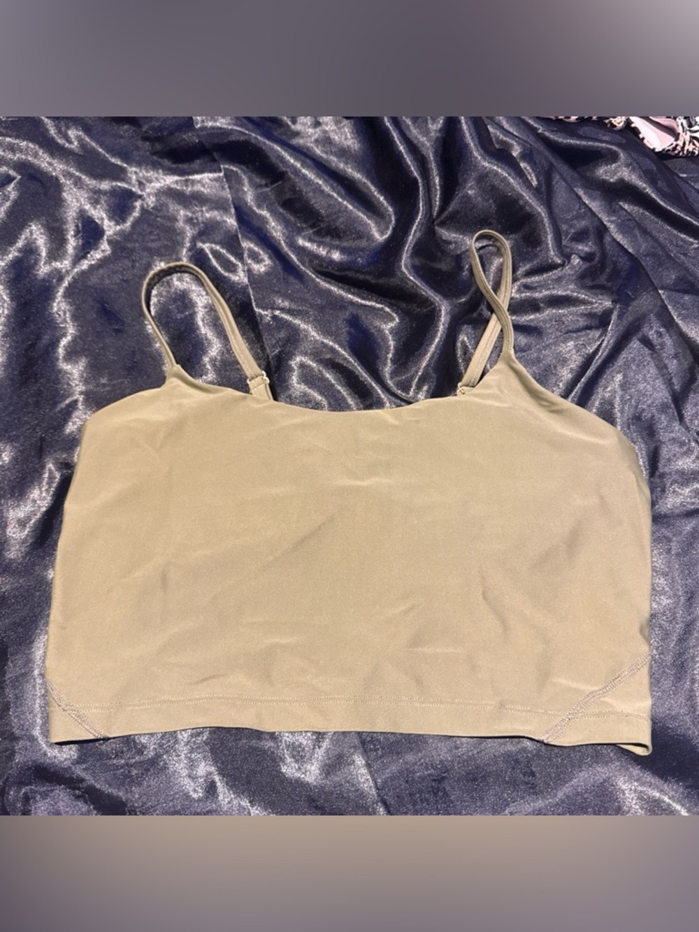 Olive Green Spaghetti Strap Swim Crop Tank Top